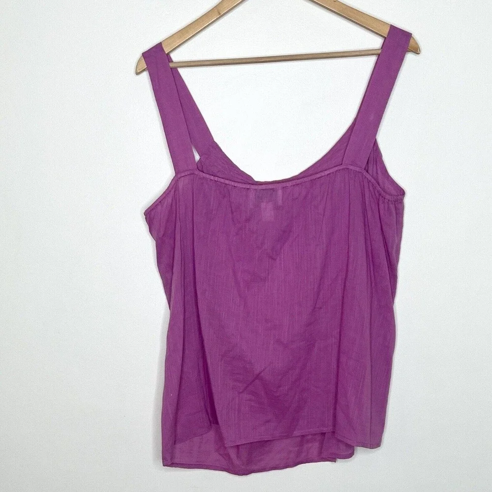 LOFT Sleeveless Fringe Top Purple Women’s Size L Cotton Strappy Summer - Picture 6 of 7